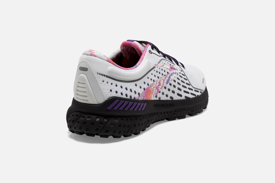 Brooks Running Shoes Mens White/Black/Purple - Adrenaline GTS 21 Road - 6089-GSBMF